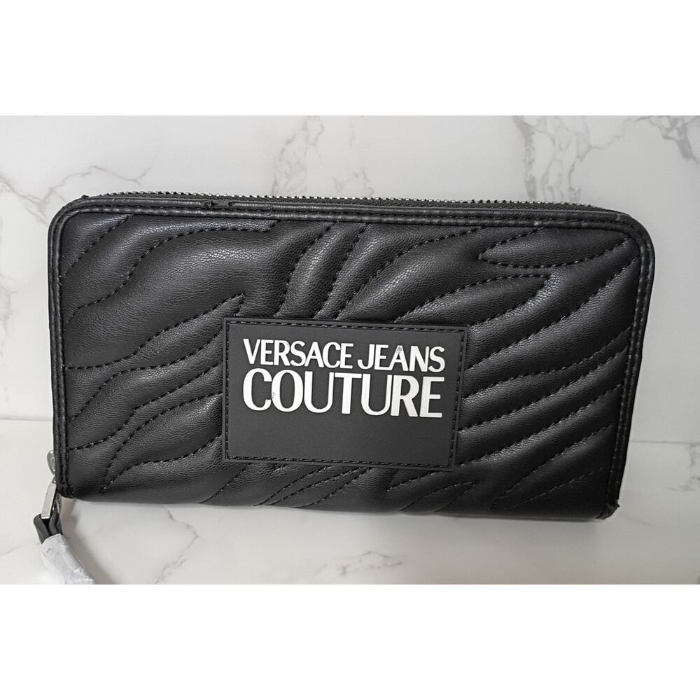 Versace Jeans Couture Black Quilted Zip-Around Wallet